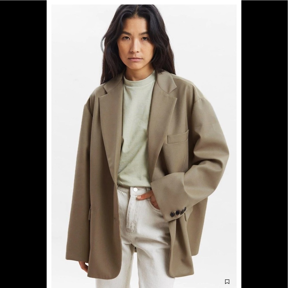 THE FRANKIE SHOP oversized boyfriend blazer in DESERT TAUPE